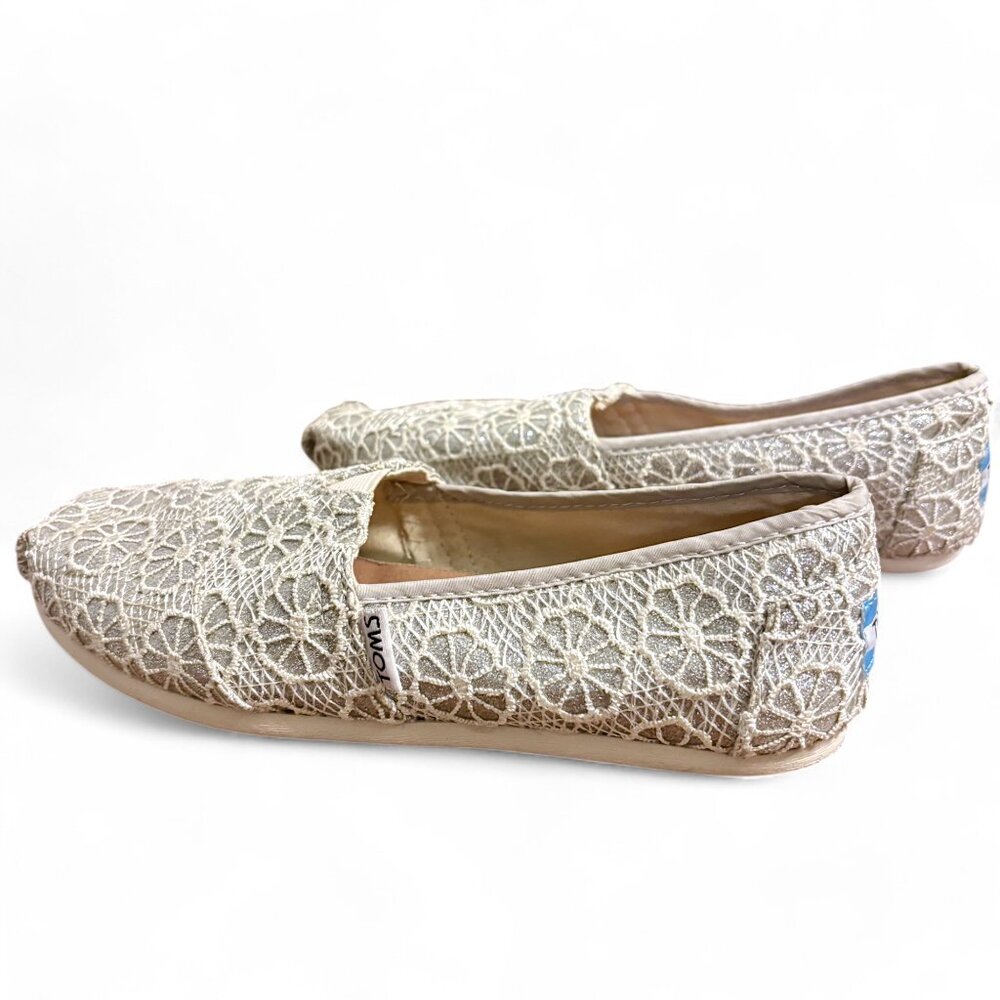 TOMS Floral Crochet Glitter Slip-On Shoes - Picture 8 of 9